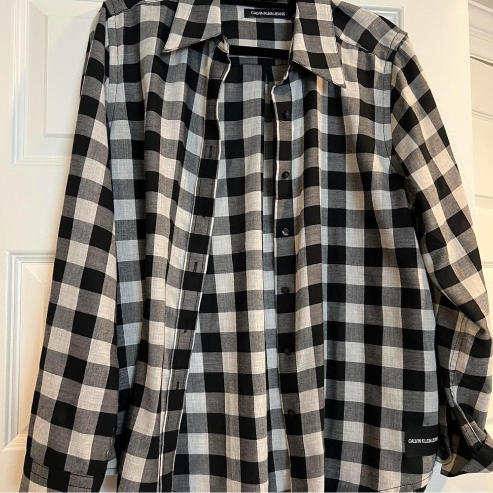 Calvin Klein Jeans Black and White Plaid Shirt